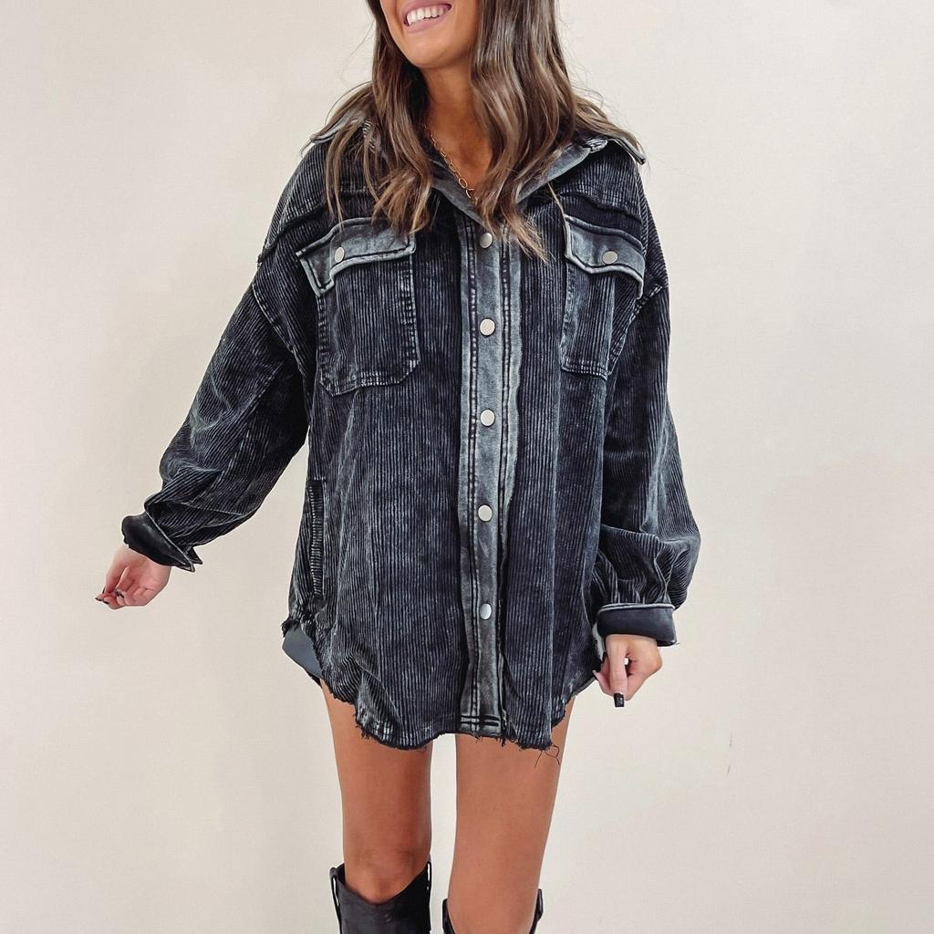 Vintage Black Corded Shacket